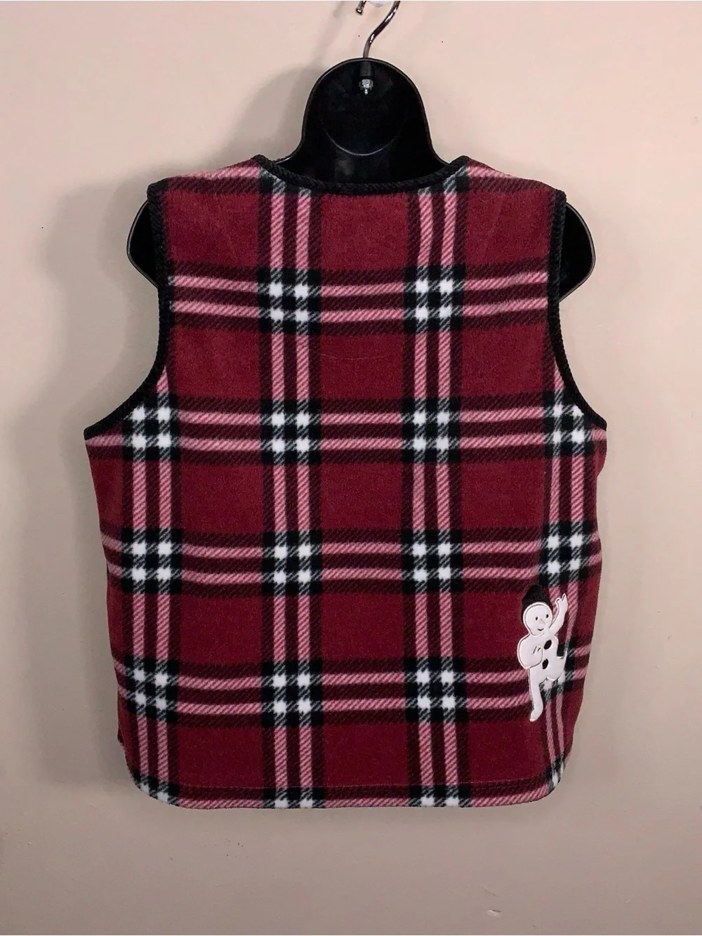 Medium Christopher And Banks Christmas Holiday Fleece Vest Plaid Snowman Plaid